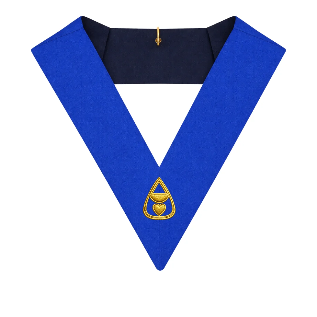 Almoner Blue Lodge Collar - Royal Blue Ribbon Machine Embroidery