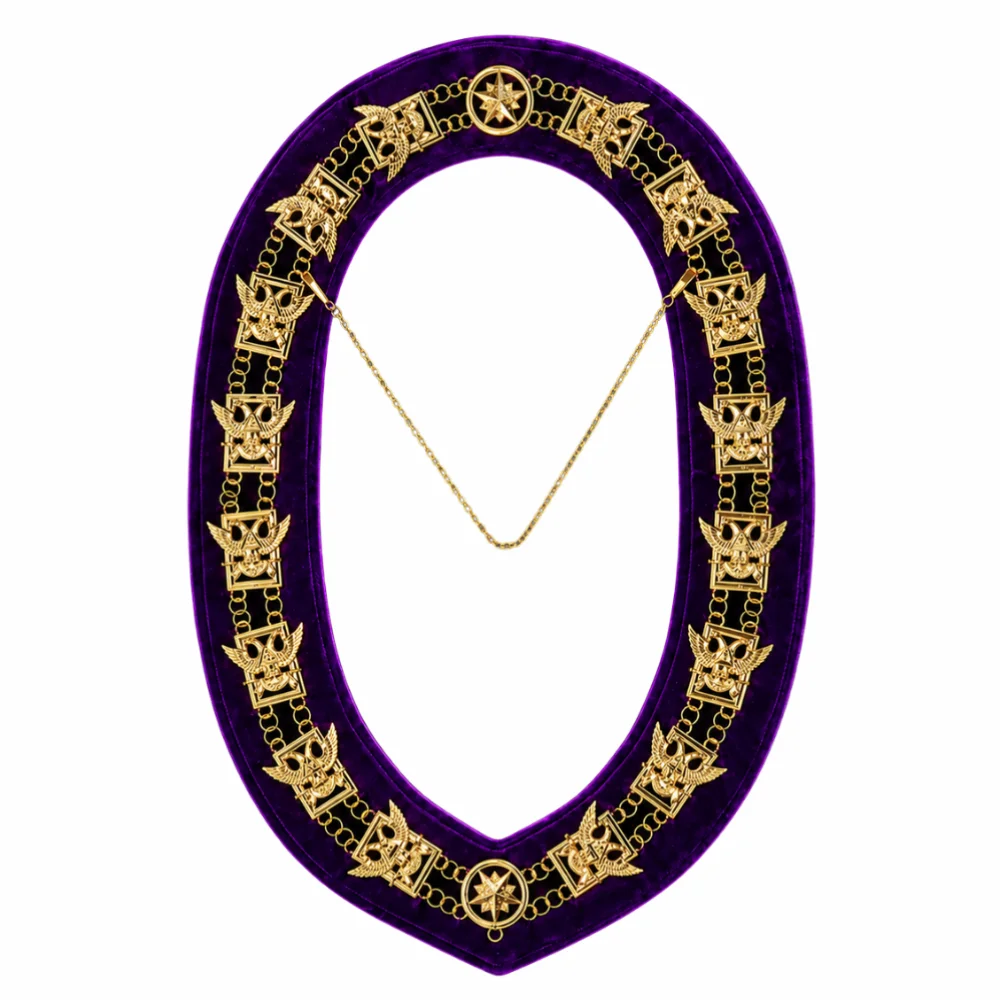 32nd Degree Scottish Rite Chain Collar – Wings Up on Purple Velvet