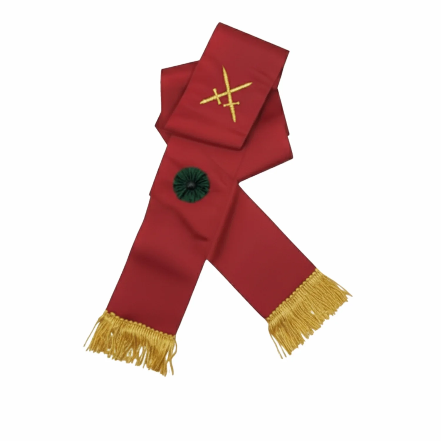 Knight Masons Sash - Maroon with Rosette