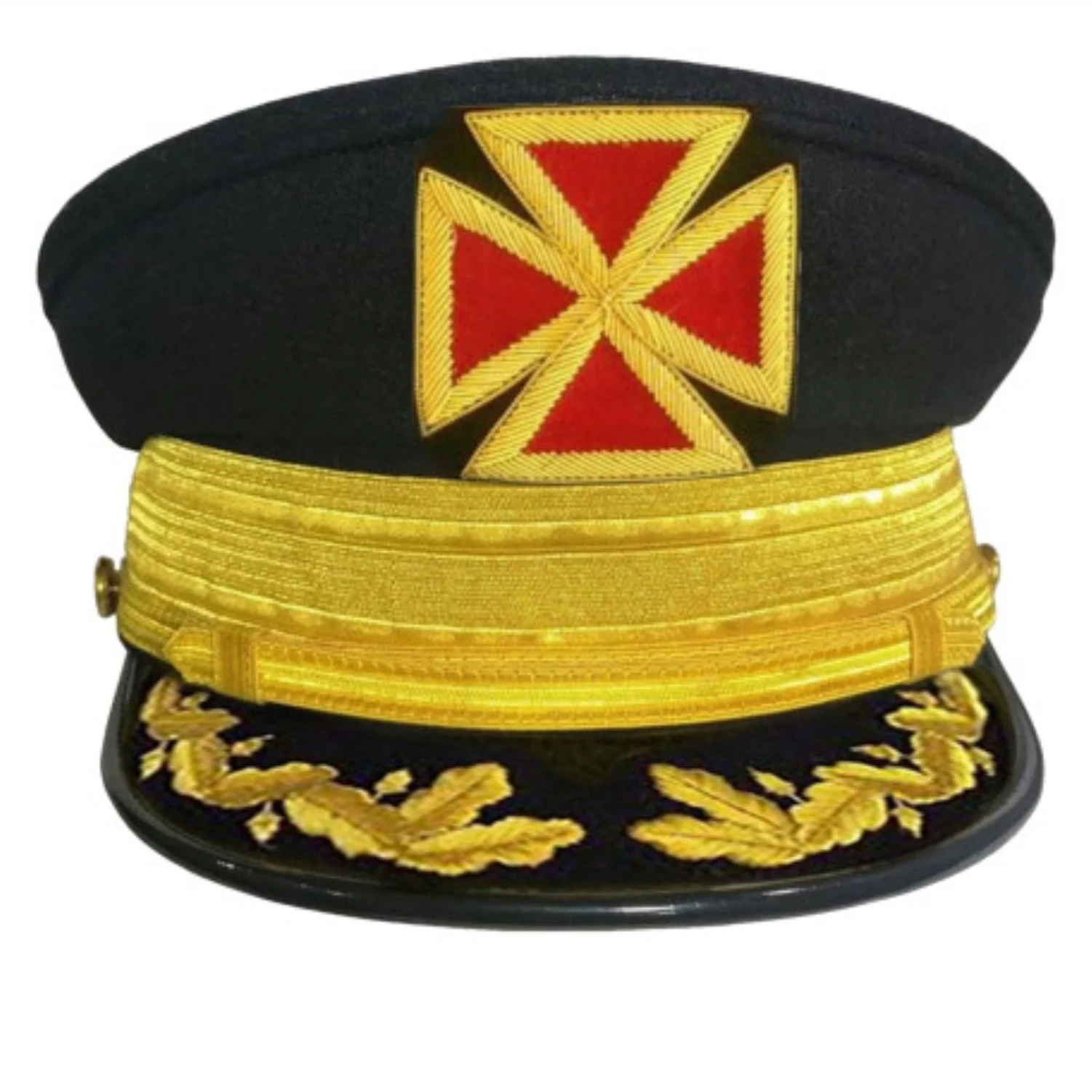 Grand Commandery Knights Templar Fatigue Cap with Vine Work & Gold Braid