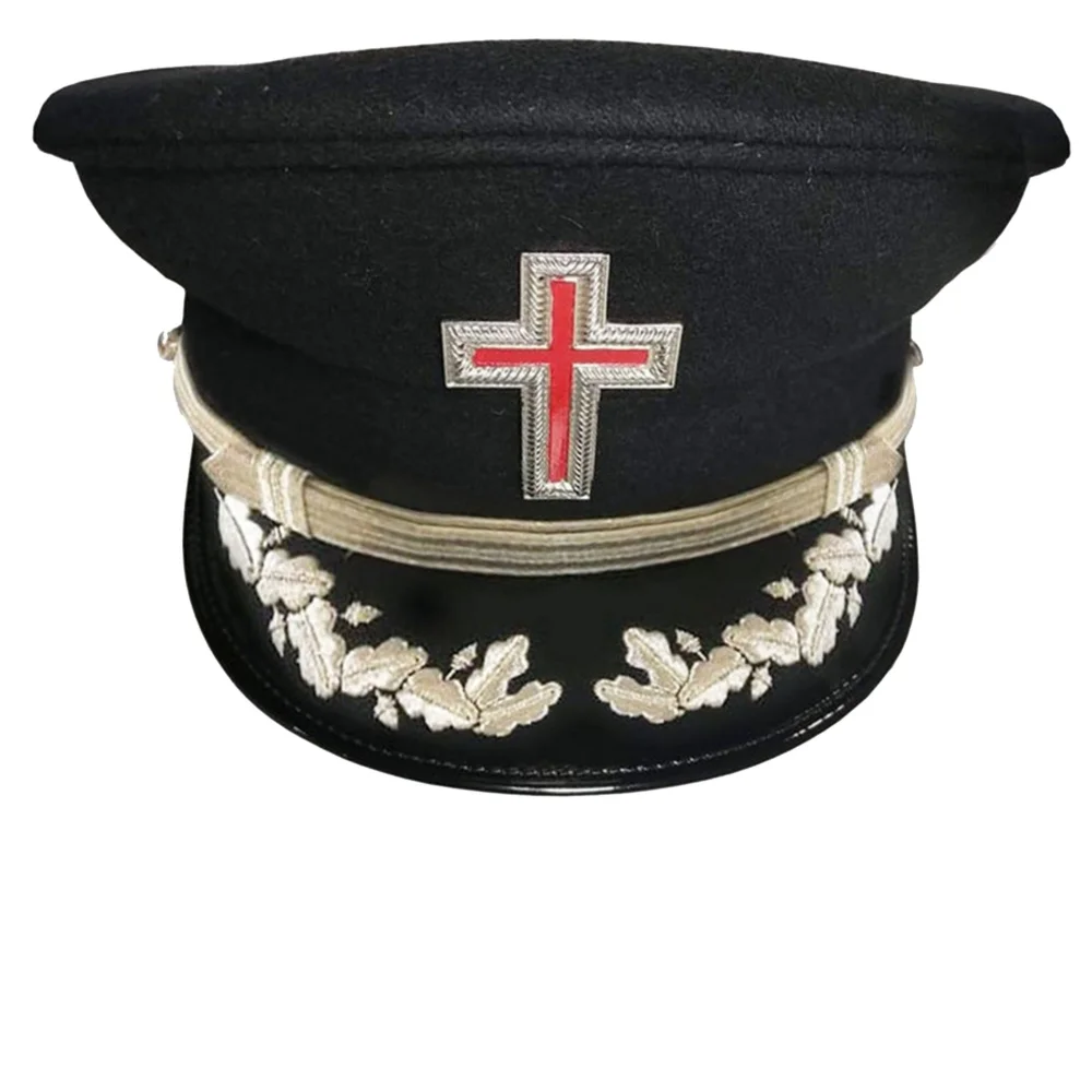 SIR KNIGHT Knights Templar Commandery Fatigue Cap with Silver Vinework