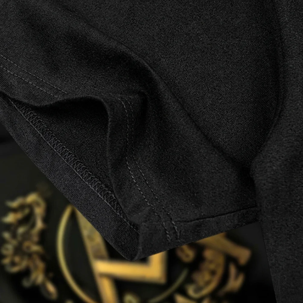 Black Masonic gift shirt with gold All-Seeing Eye and Compass and Square design and custom name option.