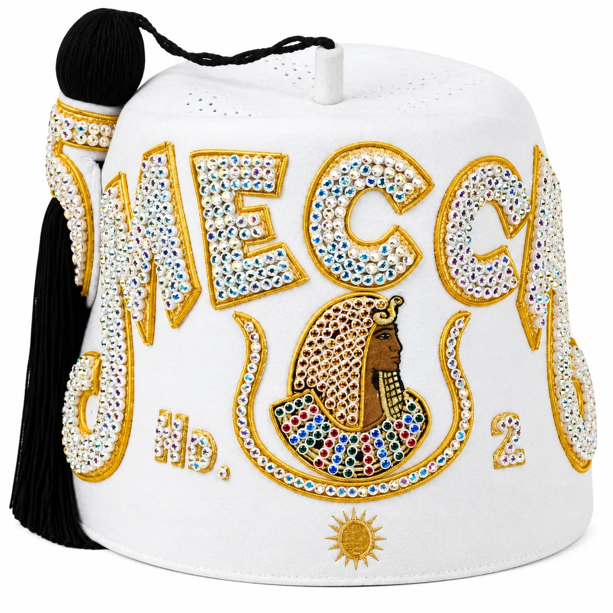 Masonic Daughters of Isis Fez Hat – Deluxe Rhinestone Work Without Bullion Embroidery