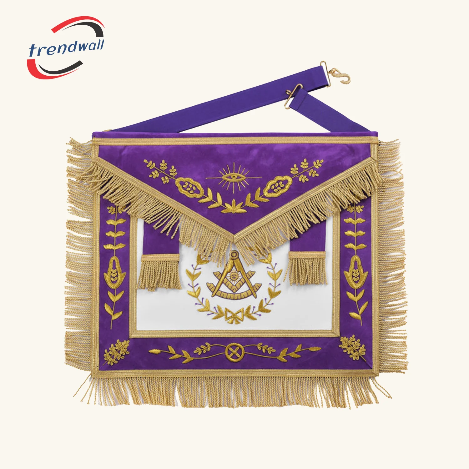 Past Master Blue Lodge California Regulation Apron - Golden Fringe