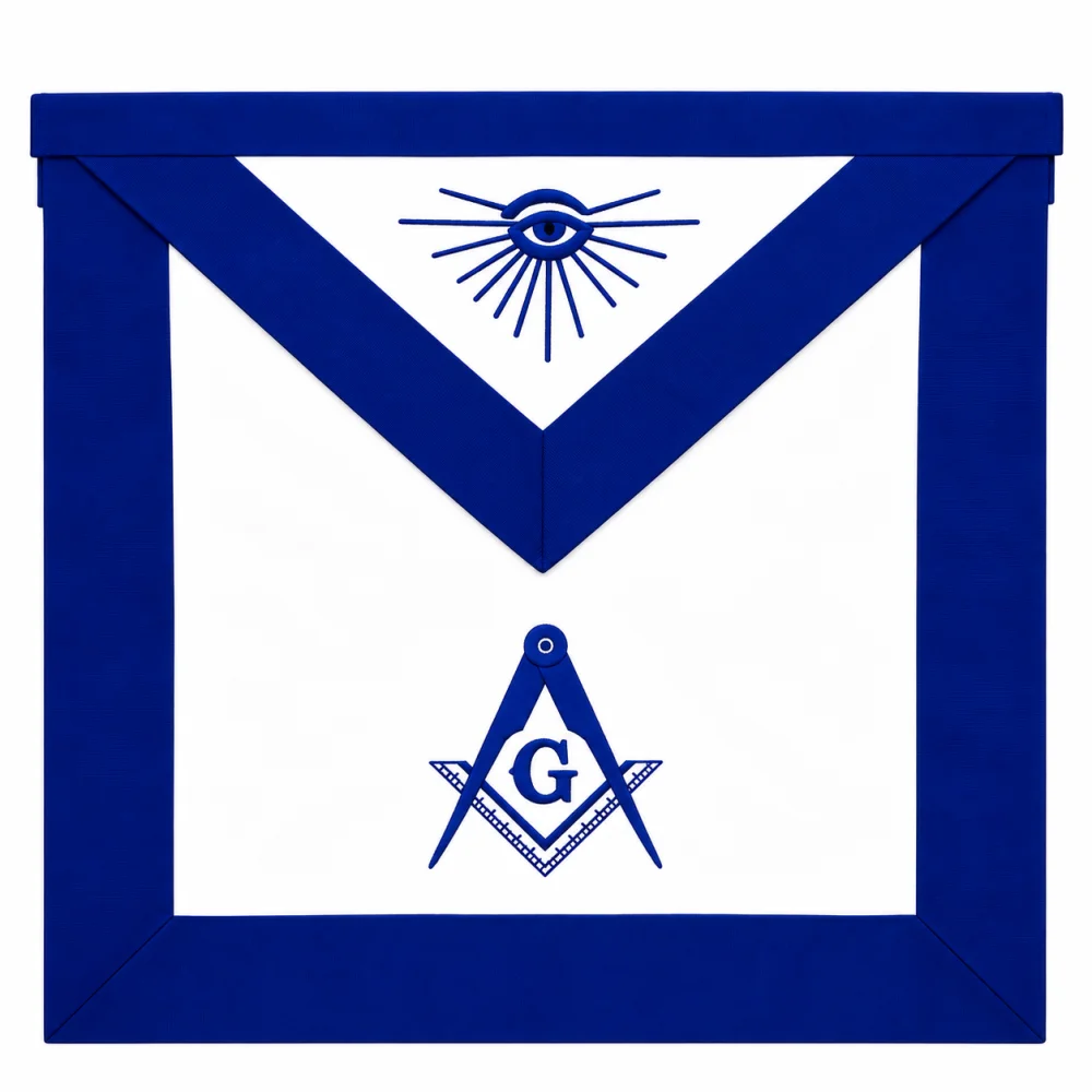 Master Mason Blue Lodge Apron - White & Navy Blue Different Materials