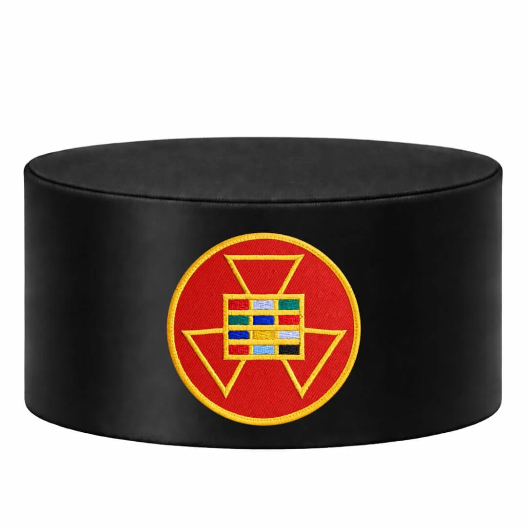 Past High Priest Royal Arch Chapter Crown Cap, Black Rayon-Round Patch