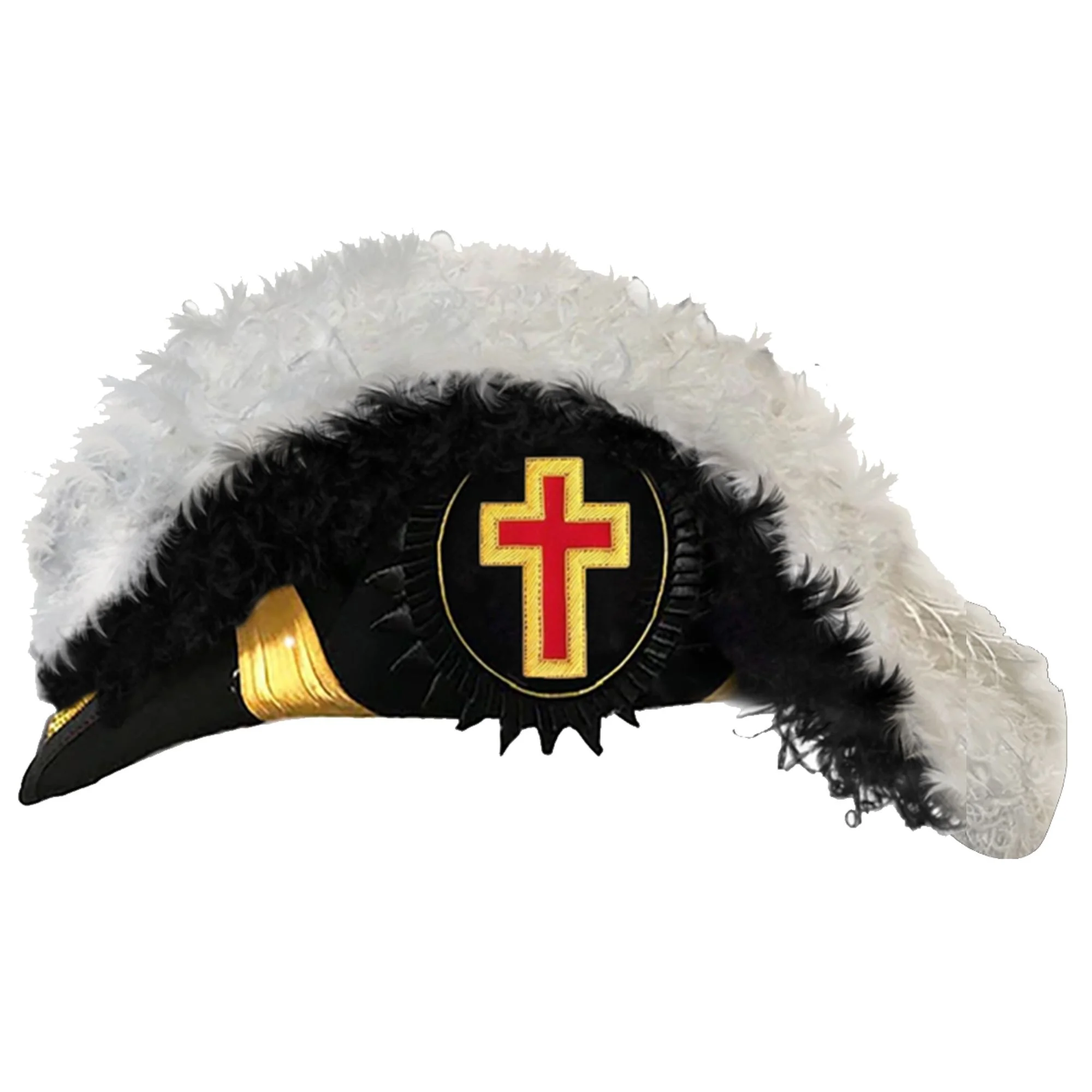 Eminent Commander Knights Templar Chapeau – Black Underlayer Curly Plumes