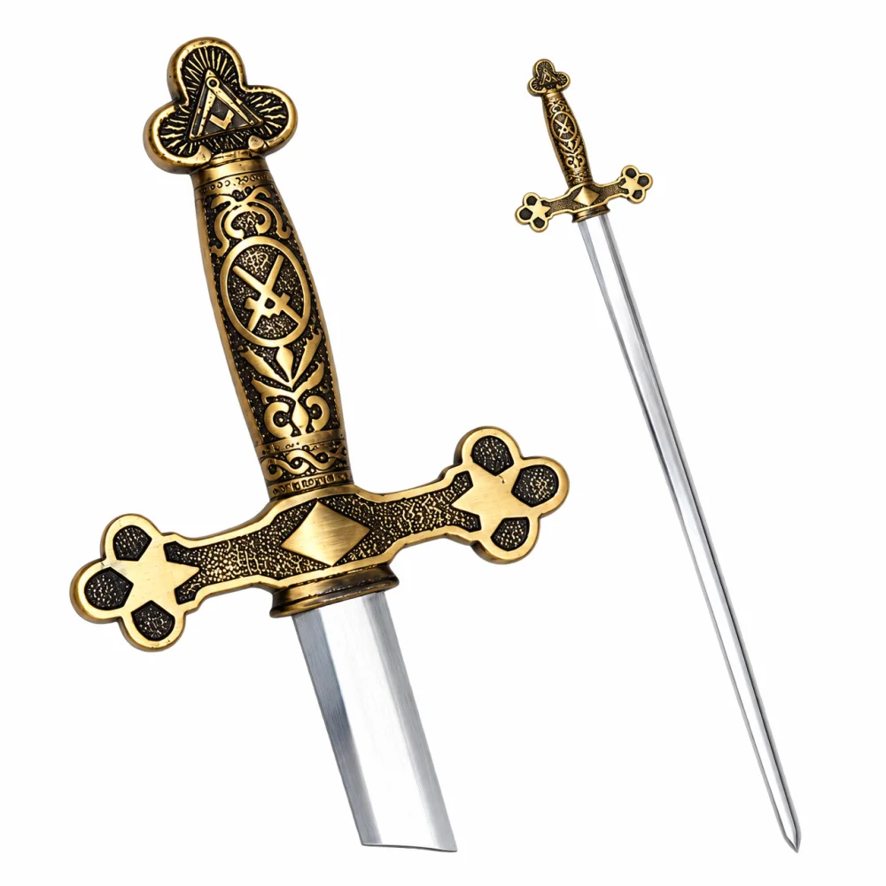 Master Mason Blue Lodge Sword - Square and Compass with Gold Hilt