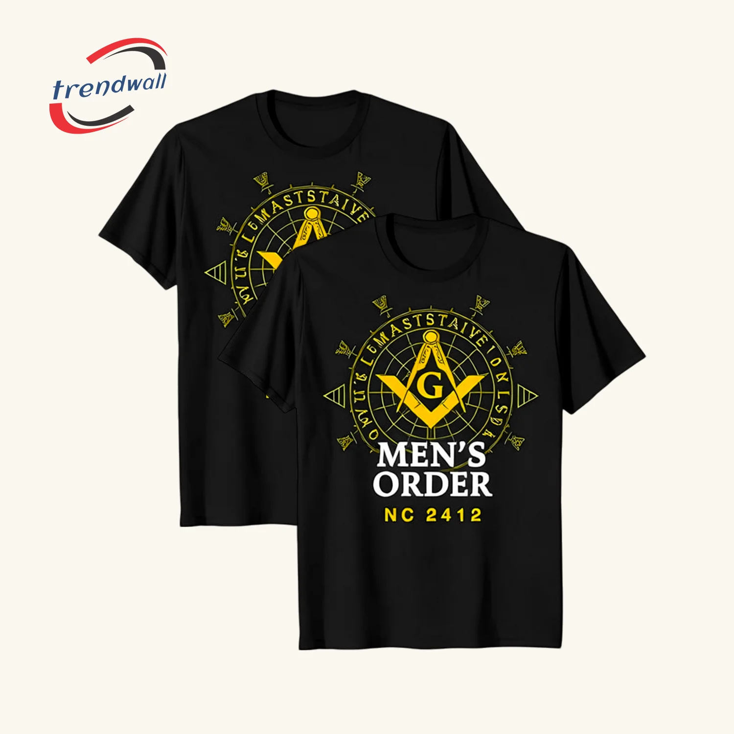 Blue Masonic T-Shirt – Yellow Square & Compass Symbol Design for Men - Custom Lodge or Name Print