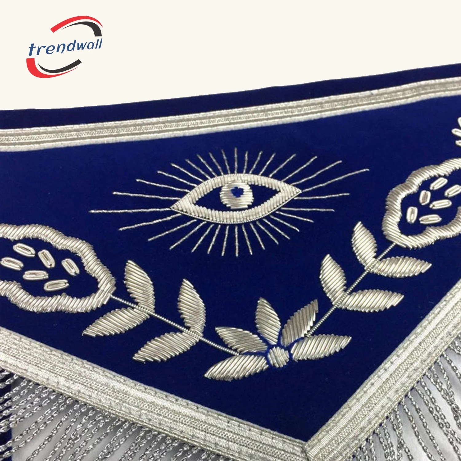 Past Master Blue Lodge Apron - Royal Blue Velvet with Silver Fringe