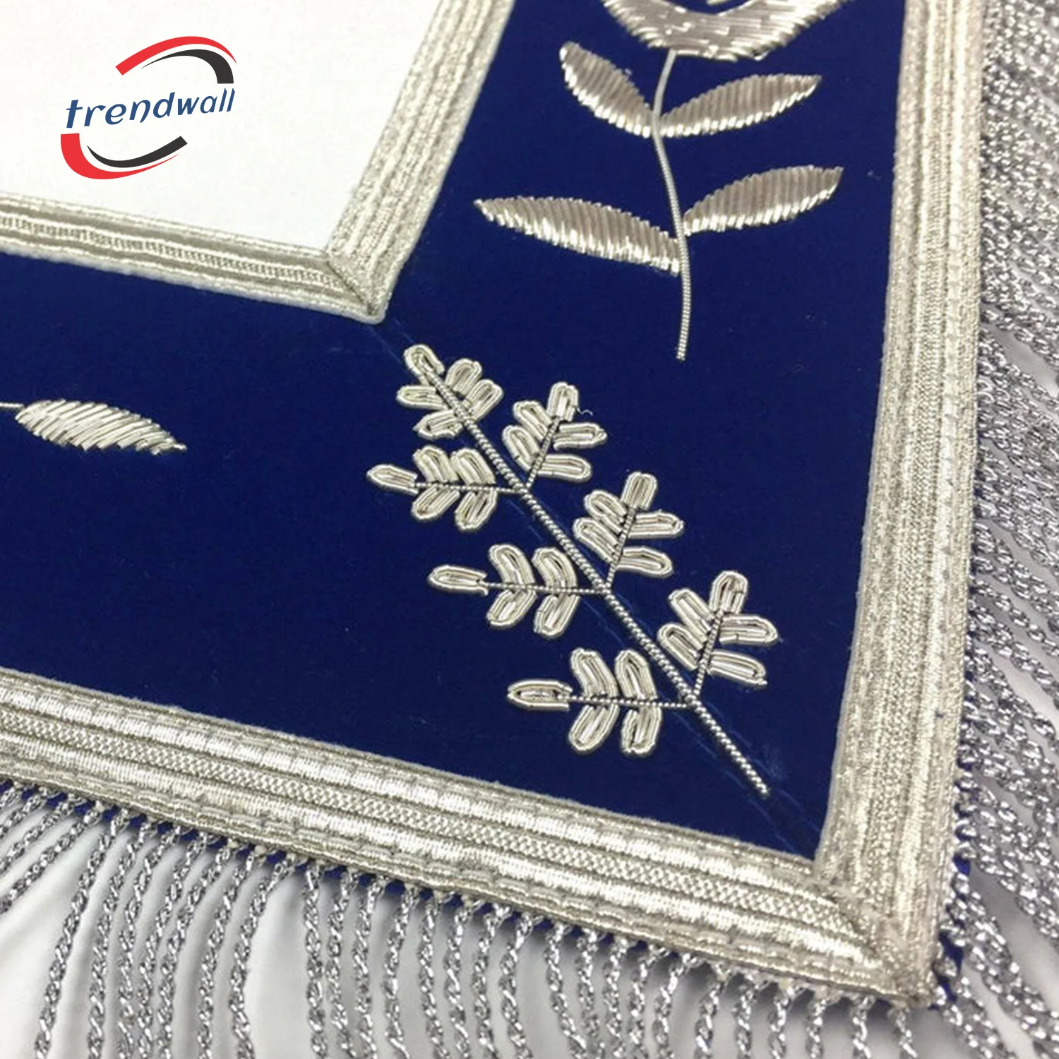 Past Master Blue Lodge Apron - Royal Blue Velvet with Silver Fringe