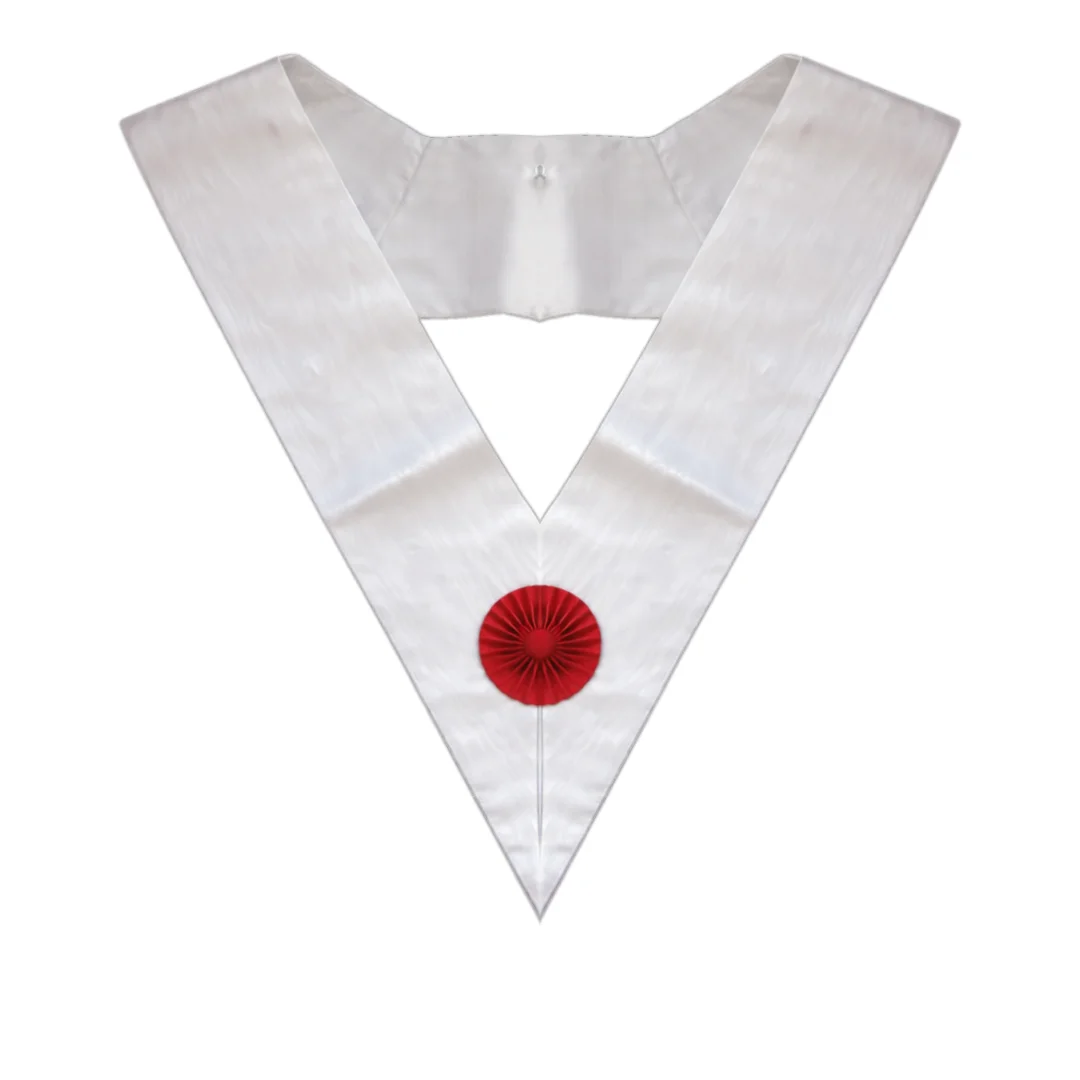 Deputy Scottish Rite French Collar - White Moiré with Red Rosette