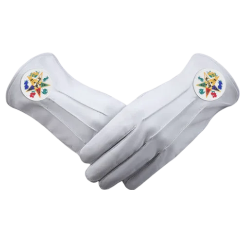 OES Gloves - Leather With Round White Patch and Flowers