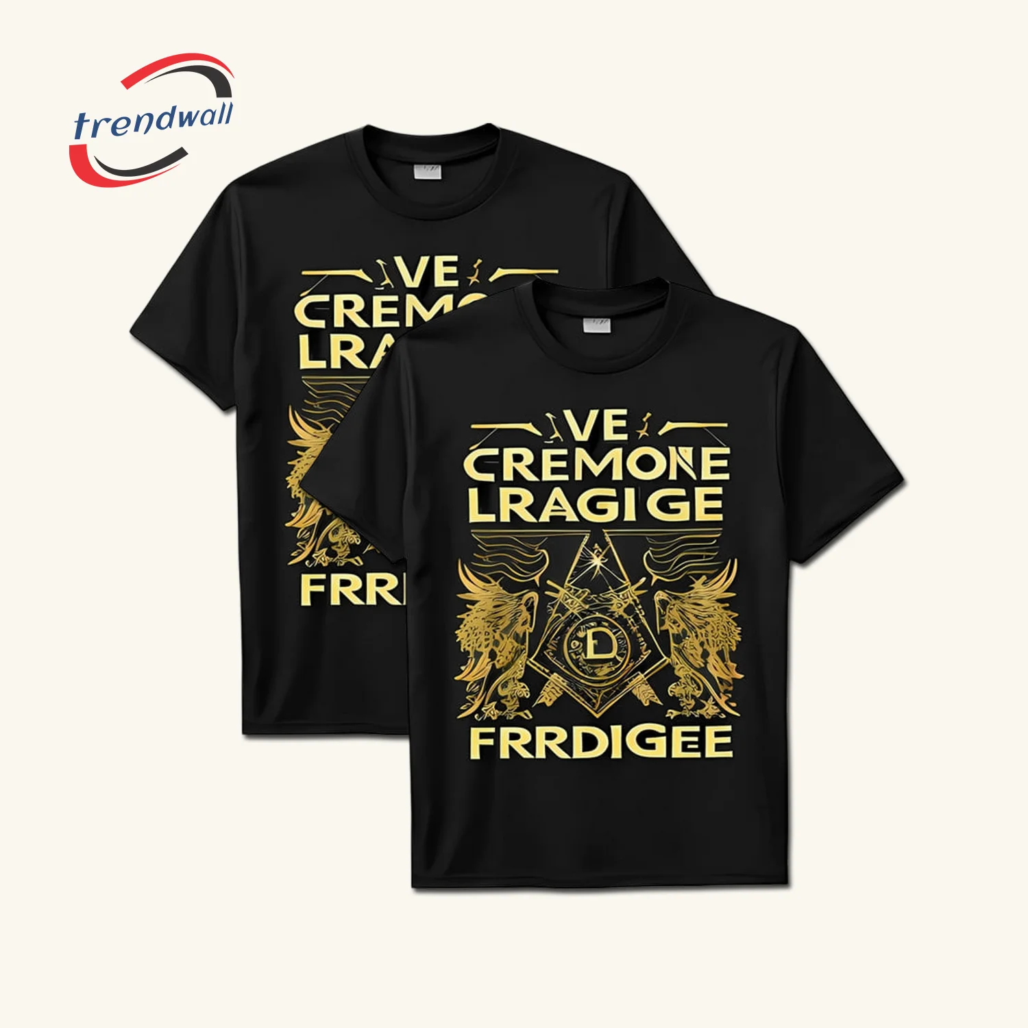 Masonic Black T-Shirt – Gold Square Symbol with Winged Design