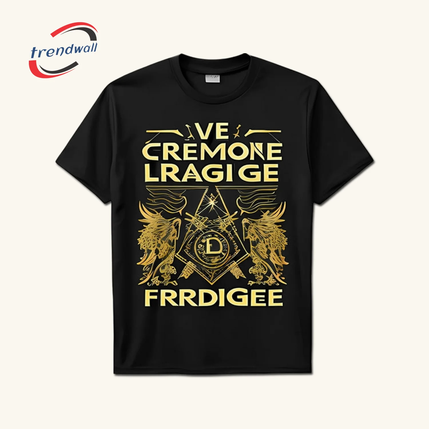 Masonic Black T-Shirt – Gold Square Symbol with Winged Design