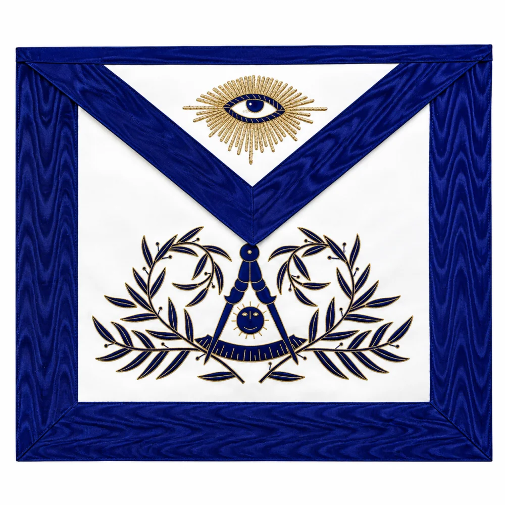 Past Master Blue Lodge Apron - Bullion Blue & Gold Hand Embroidery