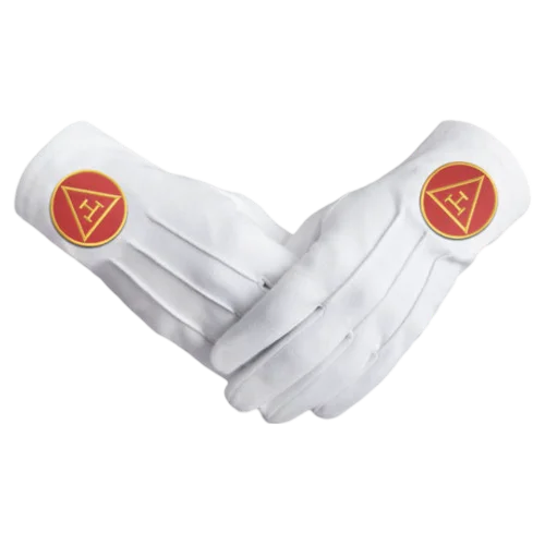 Royal Arch Chapter Gloves - Pure Cotton with Red Triple Tau