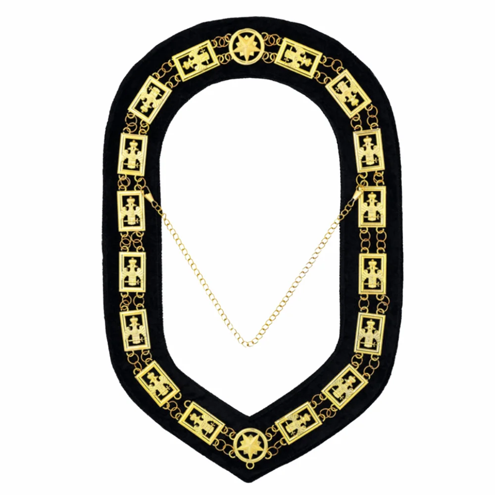 32nd Degree Scottish Rite Open Wings Chain Collar – Black Velvet