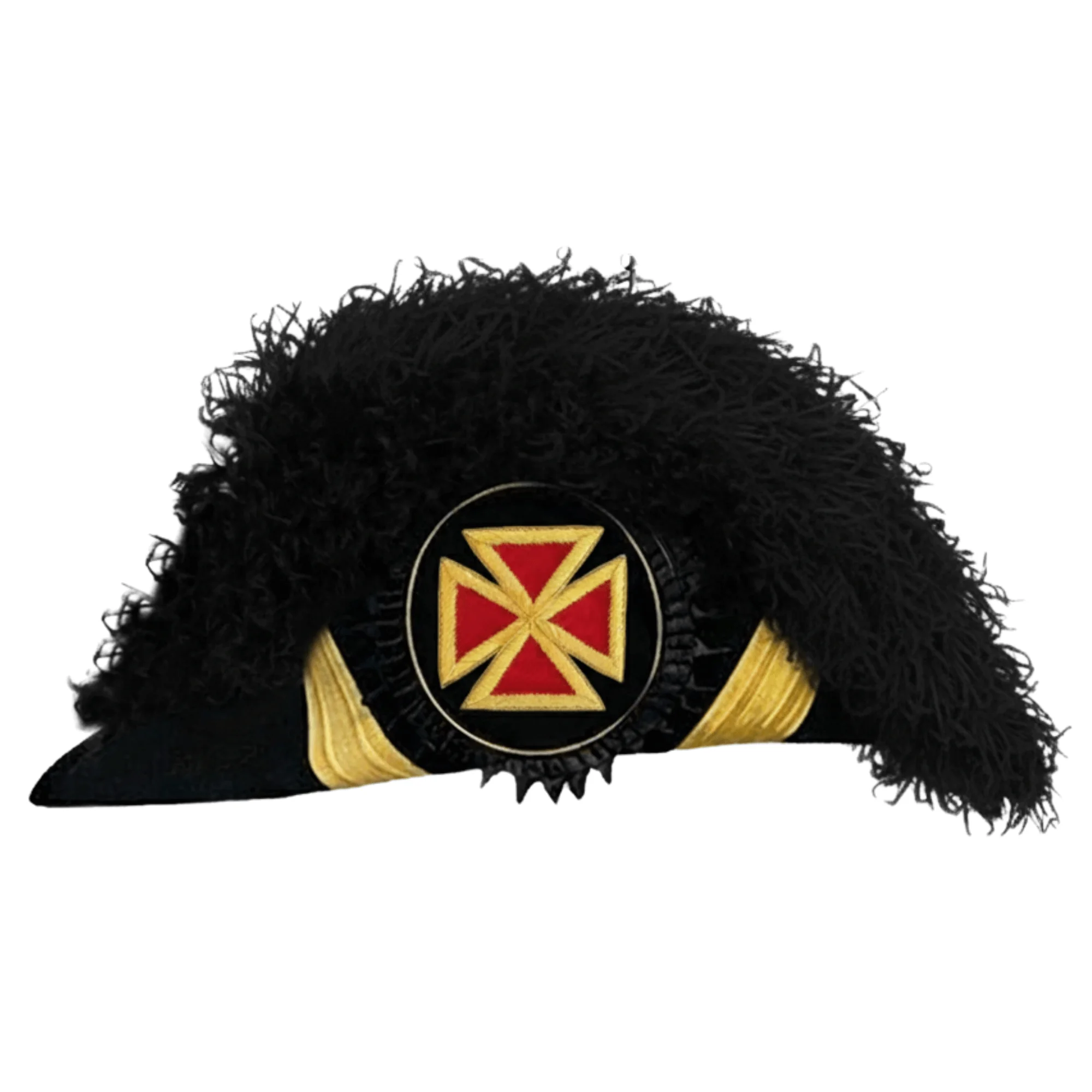 Grand Commandery Templar Chapeau – Black Curly Plumes