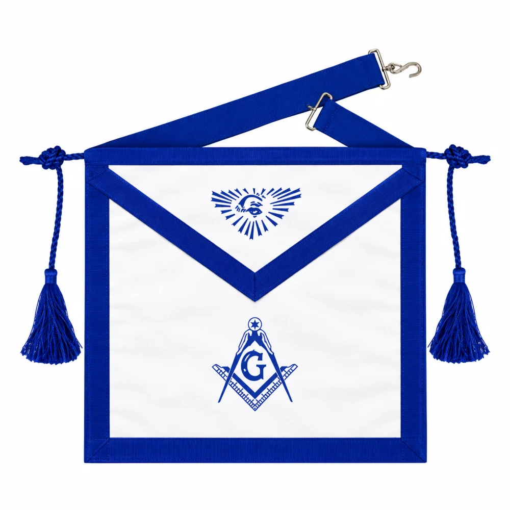 Master Mason Blue Lodge Apron - Blue Tassels & Waist Belt