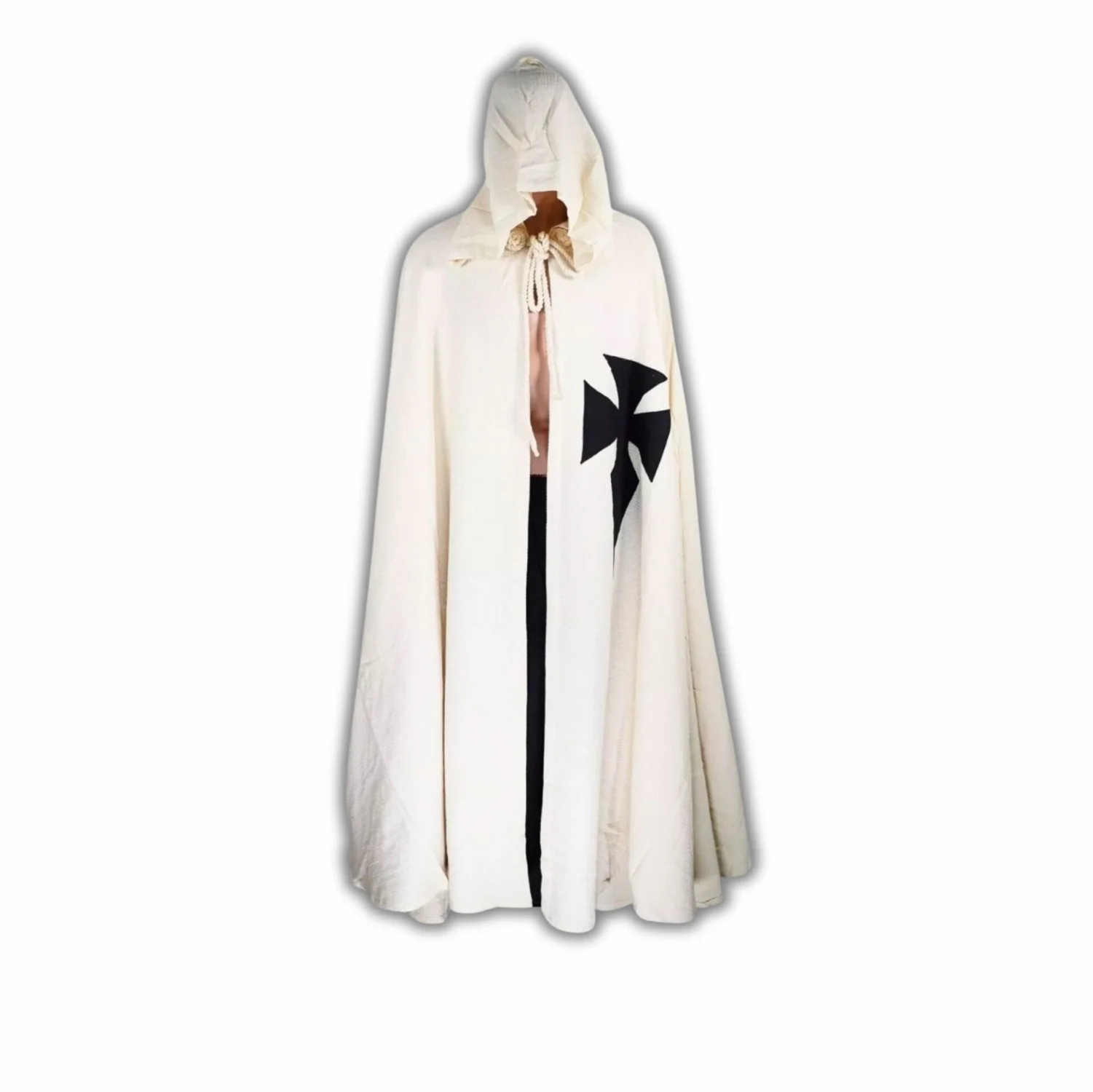 Knight Templar Renaissance Renfair Teutonic Medieval Costume – Hooded Cape with Cross
