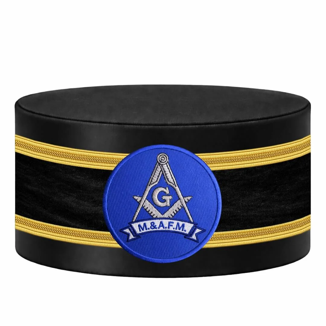 Master Mason Blue Lodge Crown Cap - Blue Patch With Double Braid