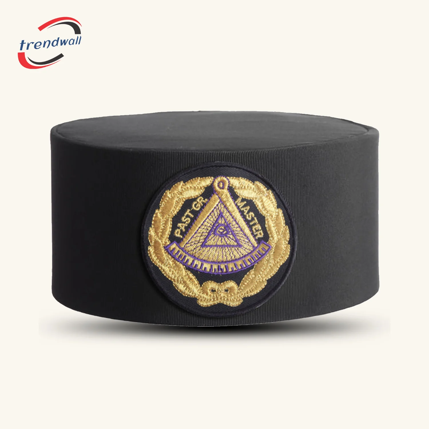 Past Grand Master Blue Lodge Crown Cap - Black Patch With Gold Emblem