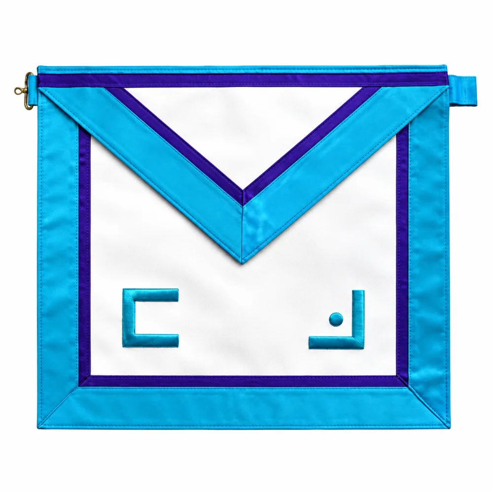 Master Mason Apron - White, Turquoise & Royal Blue with Craftsmanship