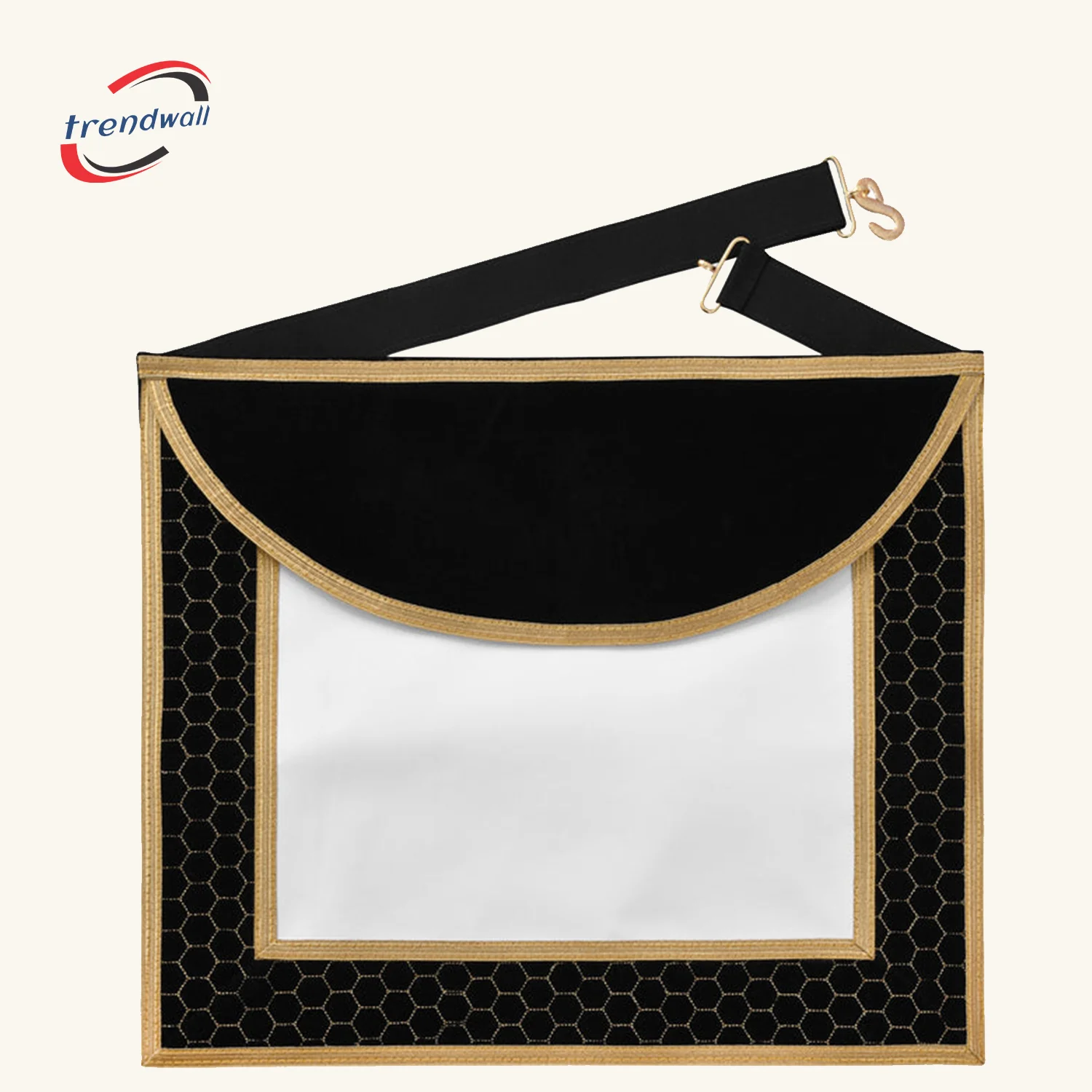 Scottish Rite Apron - Black Velvet with Gold Machine Embroidery