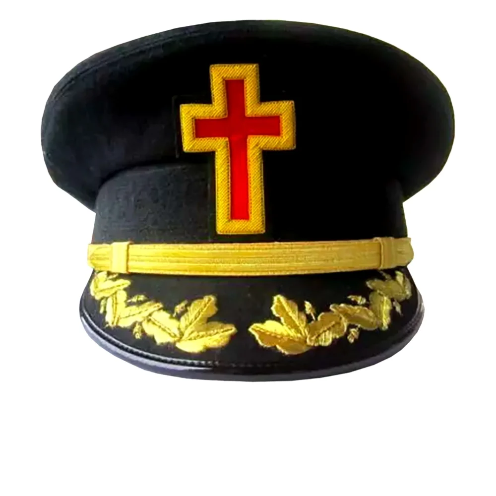 Past Commander Knights Templar Commandery Fatigue Cap, Red Cross with Rays