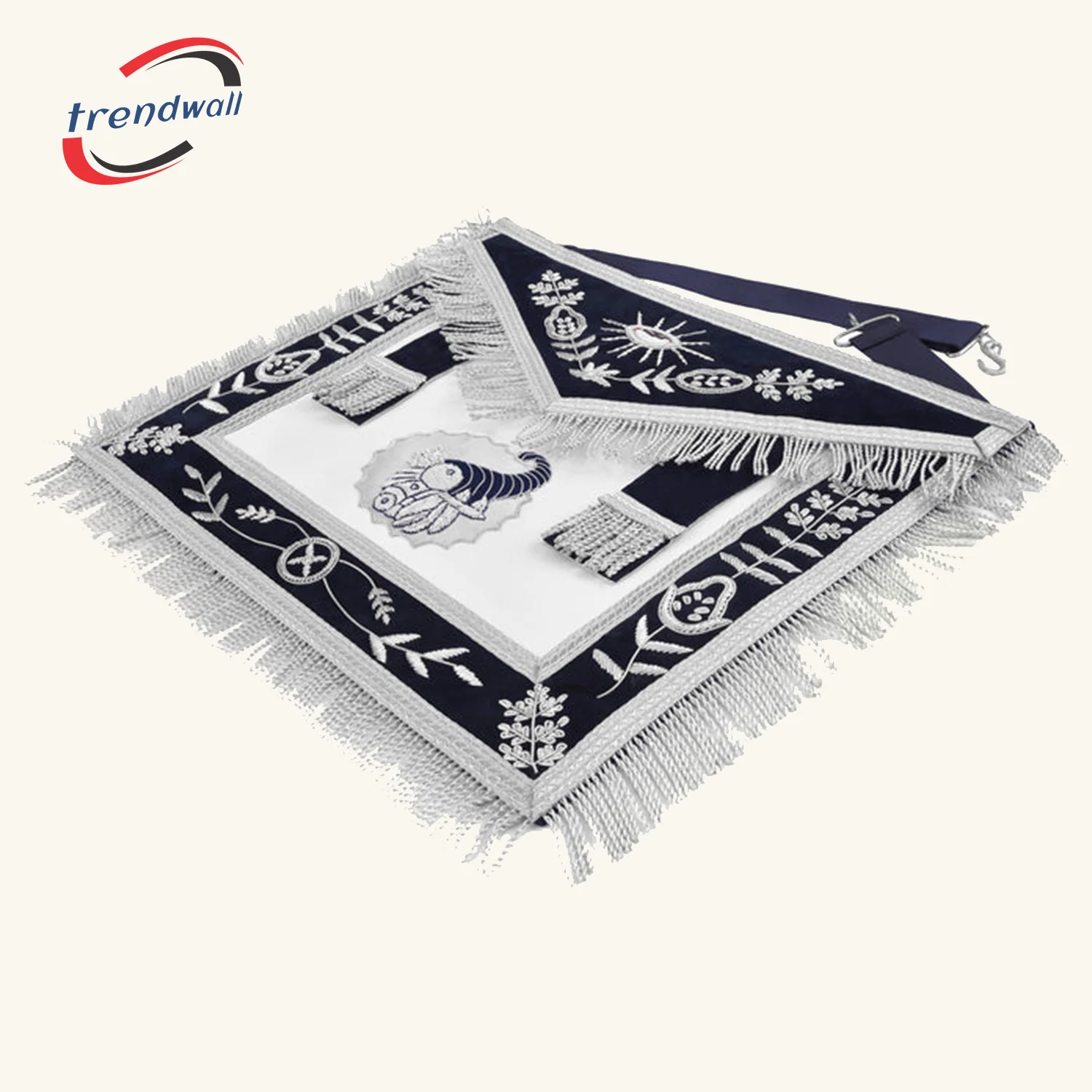  Junior Steward Blue Lodge Officer Apron - Dark Blue + Hand Embroidery