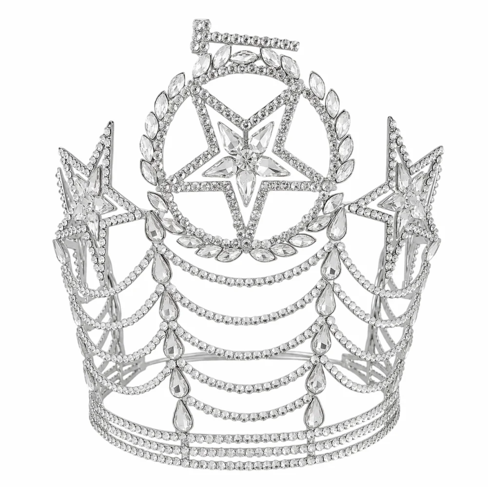 Masonic Clear Star Grand Crown Silver Tone and Adjustable Fitting