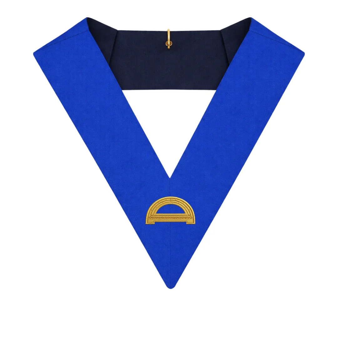 Superintendent of Works Blue Lodge Collar - Royal Blue Ribbon Machine Embroidery