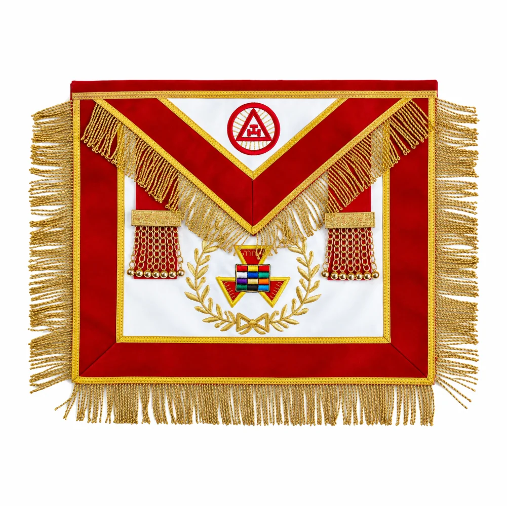 Grand High Priest Royal Arch Chapter Apron - Red Velvet with Fringe