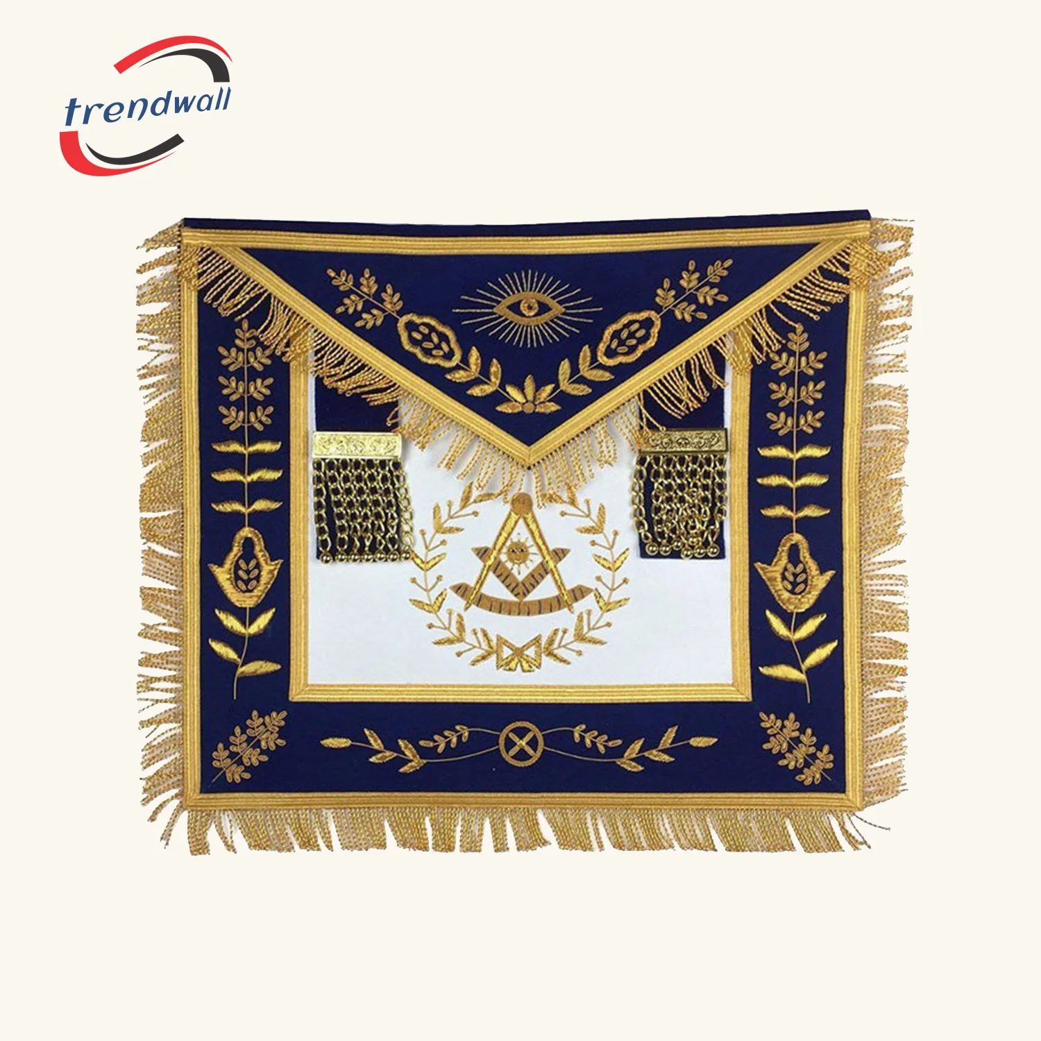 Past Master Blue Lodge Apron - Royal Blue Velvet Hand Embroidery