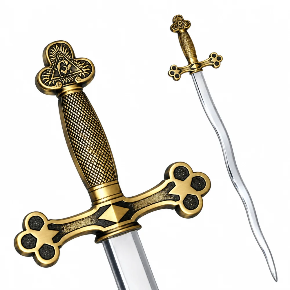 Fellowcraft Blue Lodge Sword -Square Compass with Gold and Black Hilt