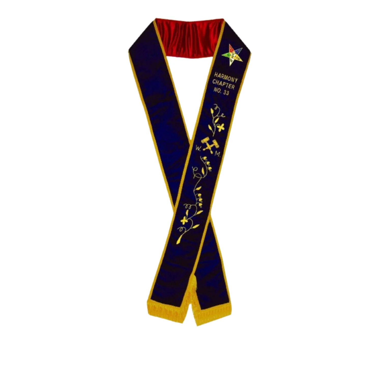 Worthy Matron Sash | Custom OES WM Sash with Purple Velvet and Bottom Fringe – Masonic OES Regalia