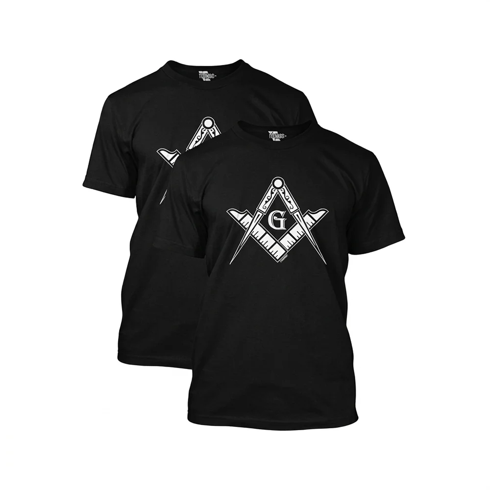 Masonic Black V-Neck T-Shirt – Compass G & Square Design with Custom Lodge or Name