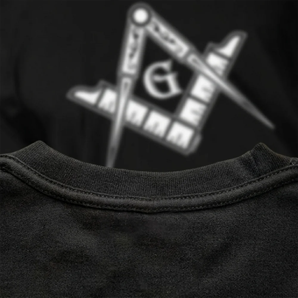 Custom Masonic V-neck T-shirt gift with Compass G and Square design for Freemasons.