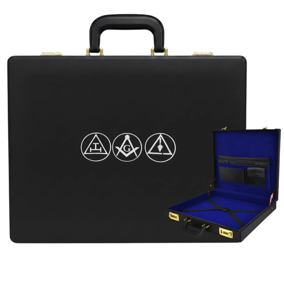 York Rite Apron Case - Silver Emblem Hand Embroidery
