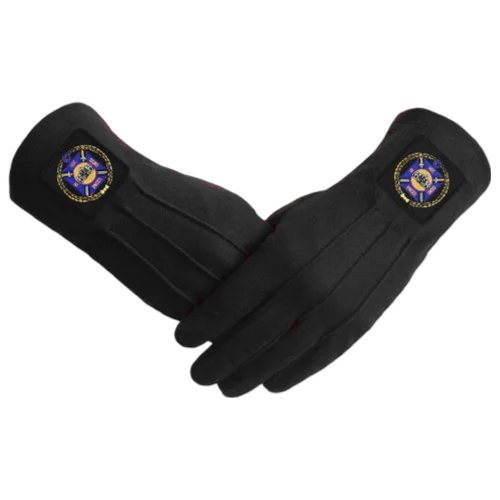 Knights Templar Commandery Gloves - Black Patch with Purple Emblem