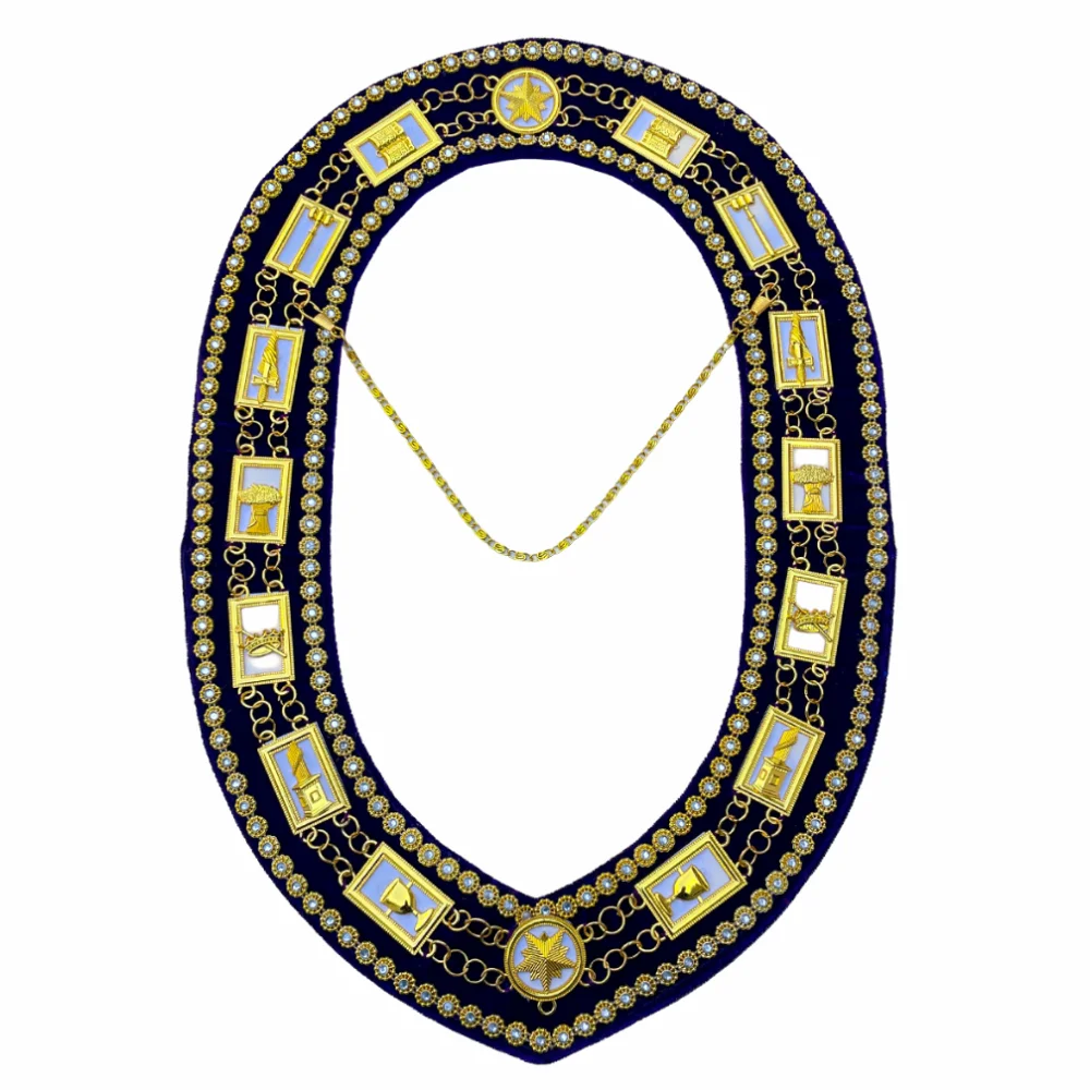 OES Chain Collar with White Backing in Purple Velvet