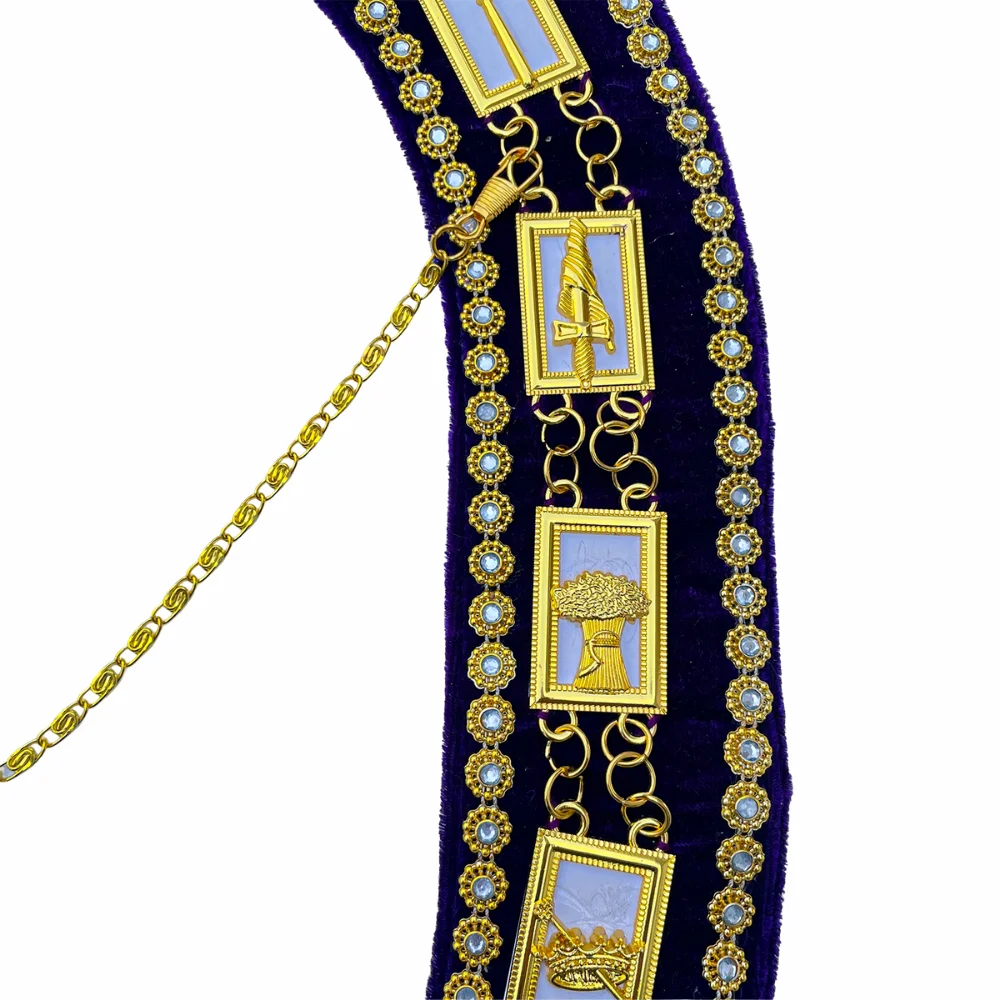 OES Chain Collar with White Backing in Purple Velvet