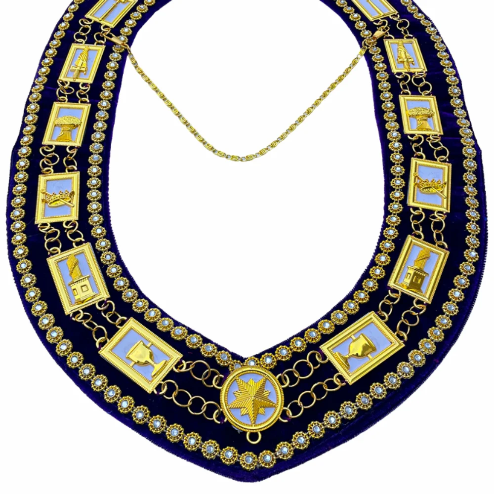 OES Chain Collar with White Backing in Purple Velvet