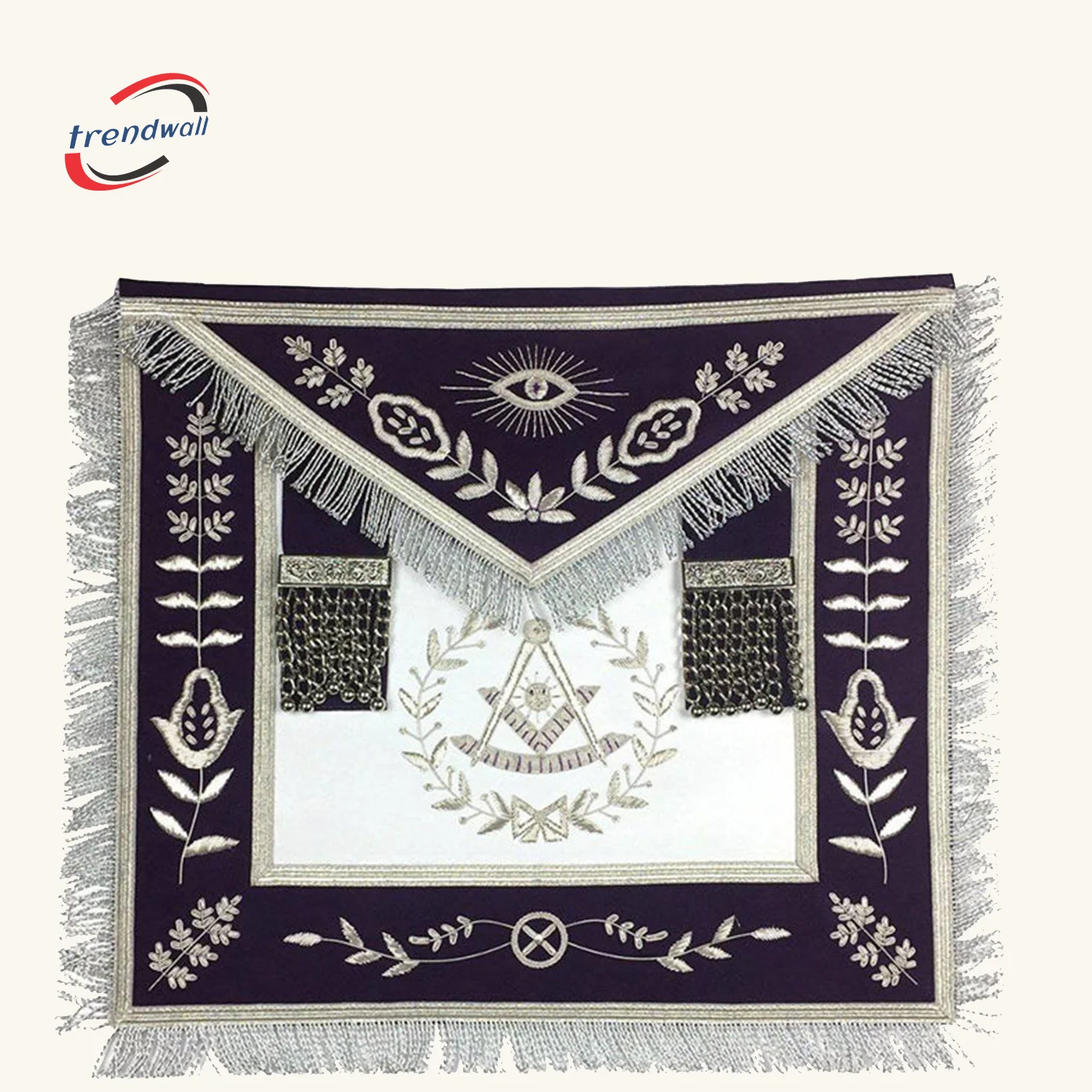 Past Master Blue Lodge Apron - Royal Purple Velvet Hand Embroidery