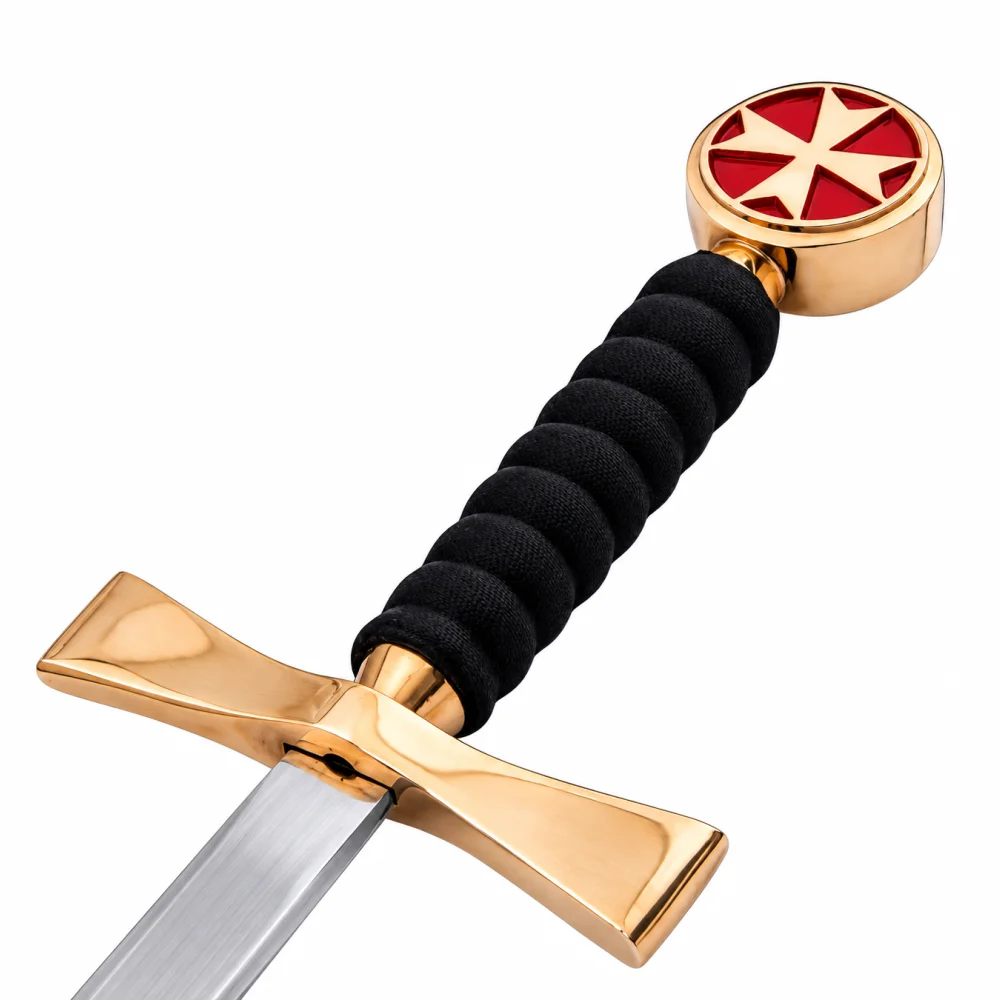 Order of Malta Commandery Sword - Red Malta Cross Gold and Black Hilt