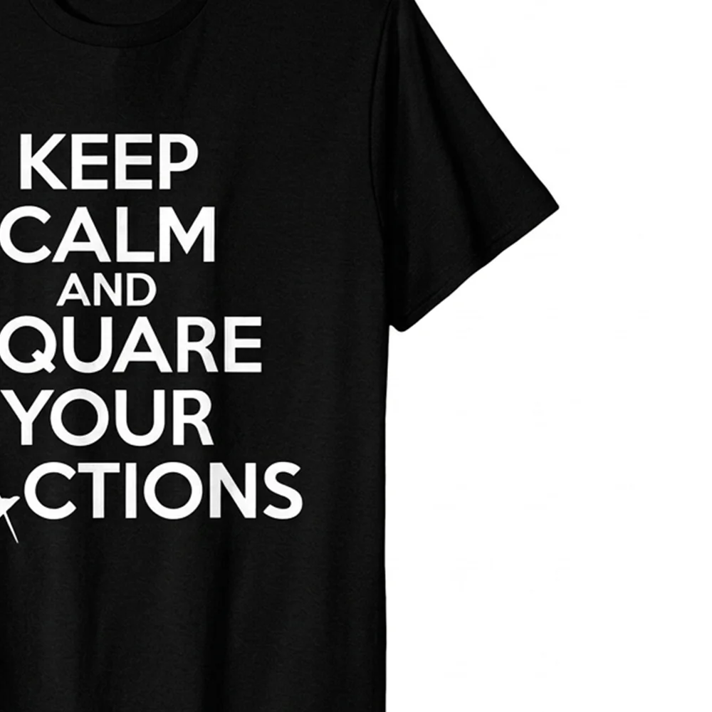 Women’s Masonic Square and Compasses shirt with “Square Your Actions” graphic design.