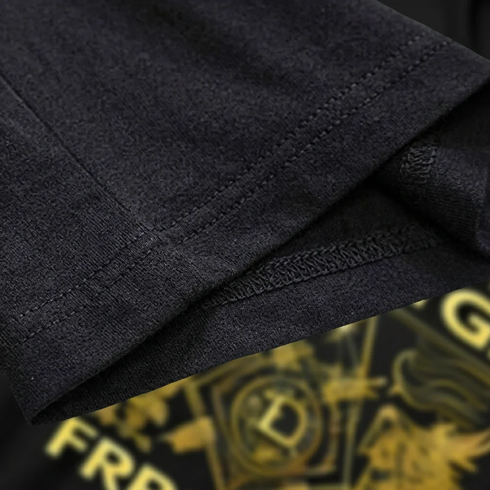 Black Masonic lodge shirt with gold winged Square symbol print for Freemason meetings and gatherings.