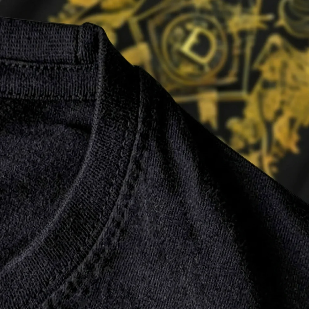 Black Masonic T-shirt with gold winged Square symbol design for casual wear and personalized gifting.