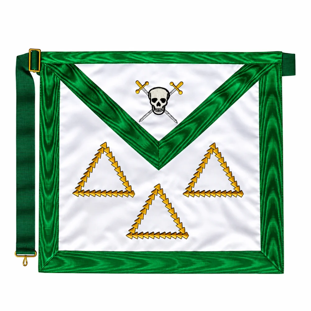 15th Degree Scottish Rite Apron - White & Green Moiré